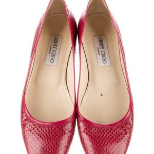 Jimmy Choo Red snakeskin flats - size 7.5